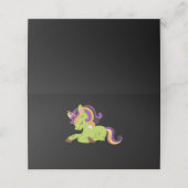 Niedlich Frankenstein Unicorn Halloween Platzkarte (Außenseite Aufgefaltet)
