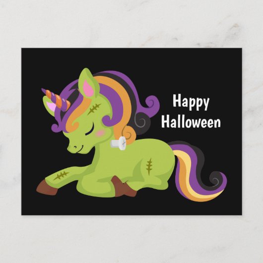 Niedlich Frankenstein Unicorn Halloween Postkarte (Vorderseite)