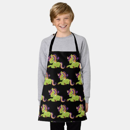 Niedlich Frankenstein Unicorn Halloween Schürze (Getragen)