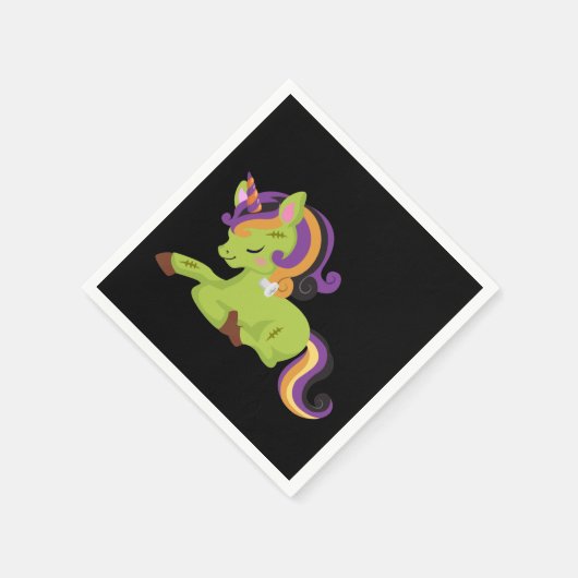 Niedlich Frankenstein Unicorn Halloween Serviette (Ecke)