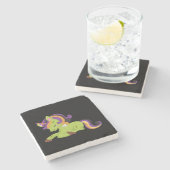 Niedlich Frankenstein Unicorn Halloween Steinuntersetzer (Seitenansicht)