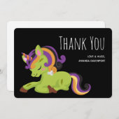 Niedlich Frankenstein Unicorn Halloween Zeichnend Dankeskarte (Vorne/Hinten)