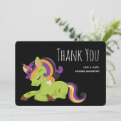 Niedlich Frankenstein Unicorn Halloween Zeichnend Dankeskarte (Stehend Vorderseite)