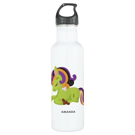 Niedlich Frankenstein Unicorn Halloween Zeichnend Edelstahlflasche (Vorderseite)