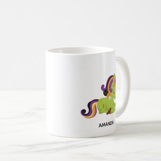 Niedlich Frankenstein Unicorn Halloween Zeichnend Kaffeetasse (VorderseiteRechts)