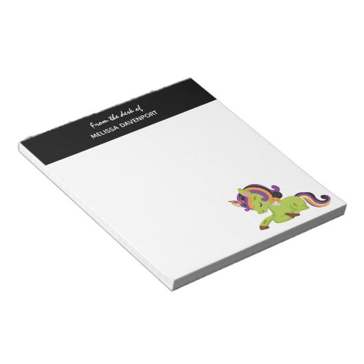 Niedlich Frankenstein Unicorn Halloween Zeichnend Notizblock (angewinkelt)