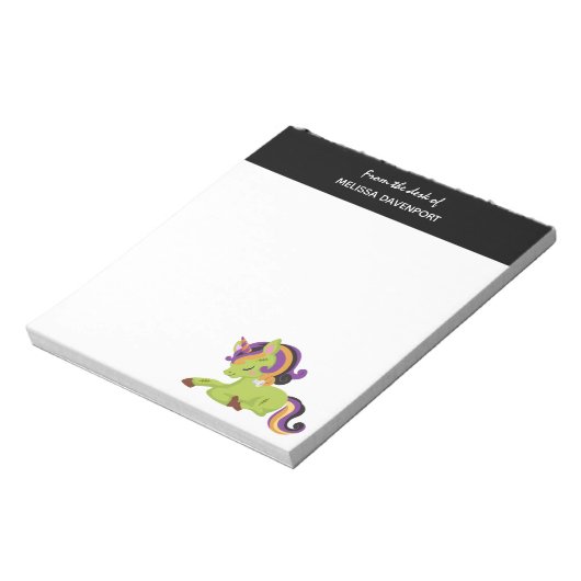 Niedlich Frankenstein Unicorn Halloween Zeichnend Notizblock (Rotiert)