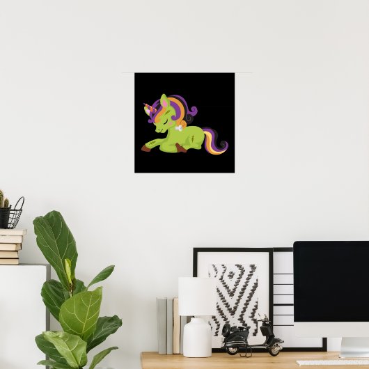 Niedlich Frankenstein Unicorn Halloween Zeichnend Poster (Heimbüro)