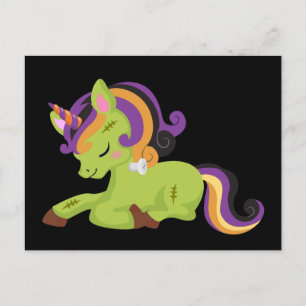 Niedlich Frankenstein Unicorn Halloween Zeichnend Postkarte
