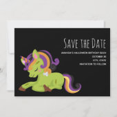 Niedlich Frankenstein Unicorn Halloween Zeichnend Save The Date (Vorderseite)