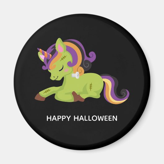 Niedlich Frankenstein Unicorn Happy Halloween Magnet (Vorne)