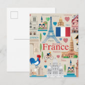 Niedlich-Frankreich-Icons Postkarte (Vorne/Hinten)