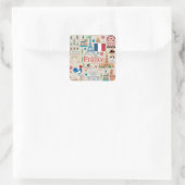 Niedlich-Frankreich-Icons Quadratischer Aufkleber (Tasche)