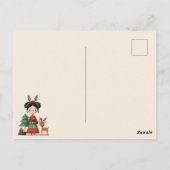 Niedlich Frida Kahlo Minimalistischer Cartoon Weih Postkarte (Rückseite)