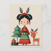 Niedlich Frida Kahlo Minimalistischer Cartoon Weih Postkarte (Vorderseite)