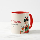 Niedlich Frida Kahlo Retro Frohe Weihnachtsbezeich Tasse (VorderseiteRechts)