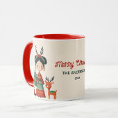 Niedlich Frida Kahlo Retro Frohe Weihnachtsbezeich Tasse (Vorderseite Links)