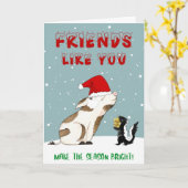 Niedlich Friend Pig Christmas Karte (Gelbe Blume)