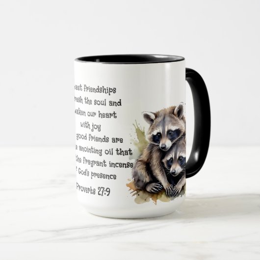 Niedlich Friend Raccoons Sprichwort Freundschaftsa Tasse (VorderseiteRechts)