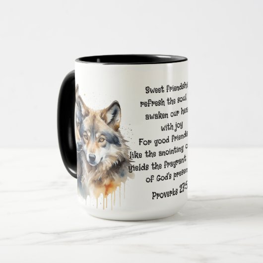 Niedlich Friend Wolves Sprichwort Freundschaftsang Tasse (Vorderseite Links)