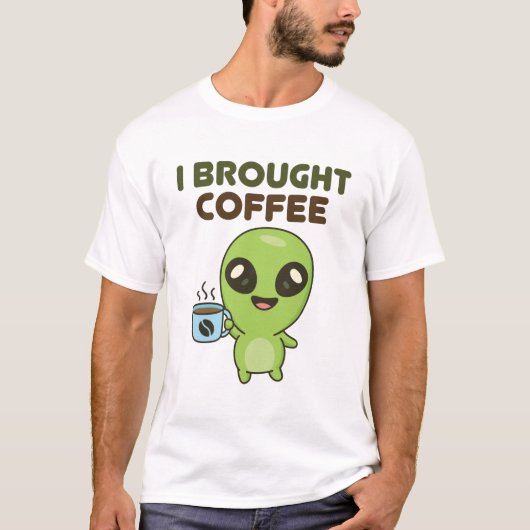 Niedlich Friendly Alien I Broched Coffee T-Shirt (Vorderseite)