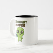 Niedlich Friendly Alien I Broched Coffee Zweifarbige Tasse (Vorderseite Links)