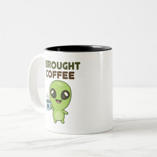 Niedlich Friendly Alien I Broched Coffee Zweifarbige Tasse (Vorderseite Links)