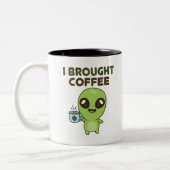 Niedlich Friendly Alien I Broched Coffee Zweifarbige Tasse (Links)