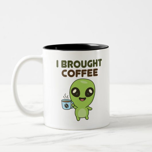 Niedlich Friendly Alien I Broched Coffee Zweifarbige Tasse (Links)