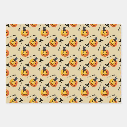 Niedlich Friendly Black Cat sitzend in einem Pumpk Geschenkpapier Set (Vorderseite 3)