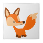 Niedlich Friendly Cartoon Fox Tile Fliese (Vorderseite)