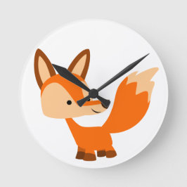 Niedlich Friendly Cartoon Fox Wall Uhr