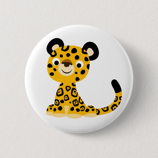 Niedlich Friendly Cartoon Jaguar Button Abzeichen (Vorderseite)