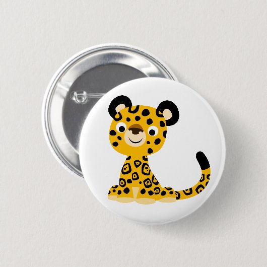 Niedlich Friendly Cartoon Jaguar Button Abzeichen (Vorne & Hinten)