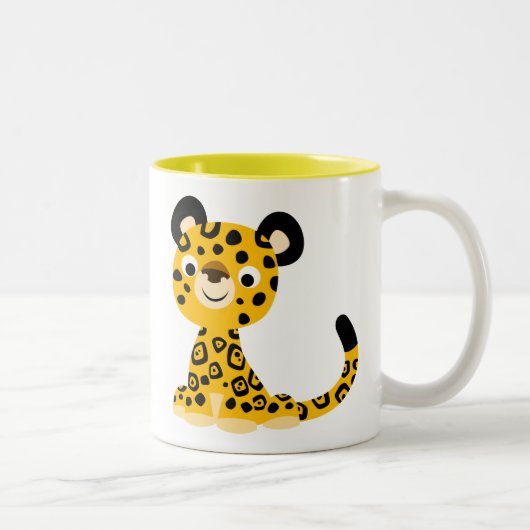 Niedlich Friendly Cartoon Jaguar Zweifarbige Tasse (Rechts)