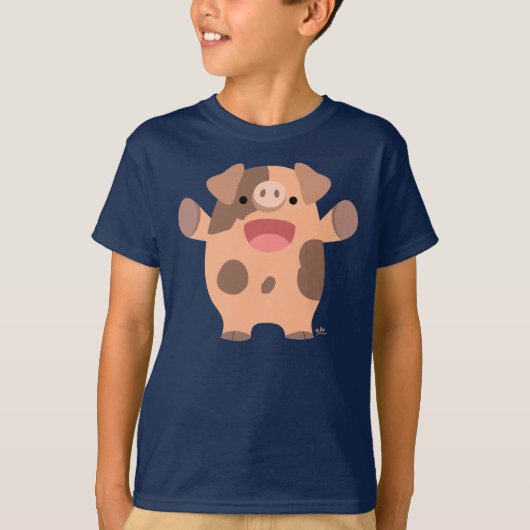 Niedlich Friendly Cartoon Pig Kinder T - Shirt (Vorderseite)
