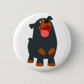 Niedlich Friendly Cartoon Rottweiler Button Abzeic (Vorderseite)