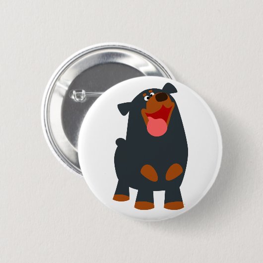 Niedlich Friendly Cartoon Rottweiler Button Abzeic (Vorne & Hinten)