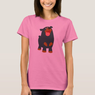 Niedlich Friendly Cartoon Rottweiler Women T - Shi T-Shirt