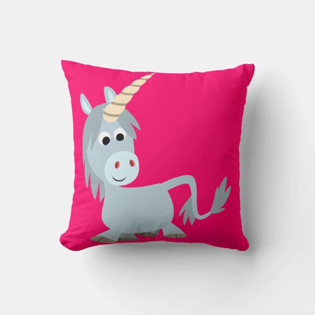 Niedlich Friendly Cartoon Unicorn Kissen (Vorderseite)