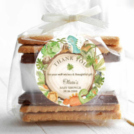 Niedlich Friendly Dinosaur Babydusche Geburtstagsp Runder Aufkleber