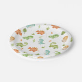 Niedlich Friendly Dinosaurs Party T-Rex Brontosaur Pappteller (Schrägansicht)