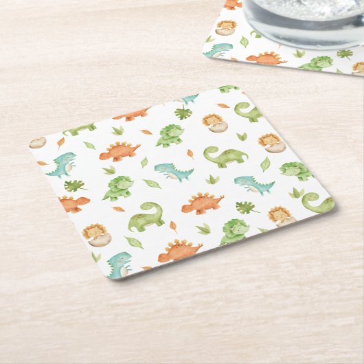 Niedlich Friendly Dinosaurs Party T-Rex Brontosaur Rechteckiger Pappuntersetzer (angewinkelt)