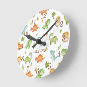 Niedlich Friendly Dinosaurs T-Rex Brontosaurus Sch Runde Wanduhr (Winkel)
