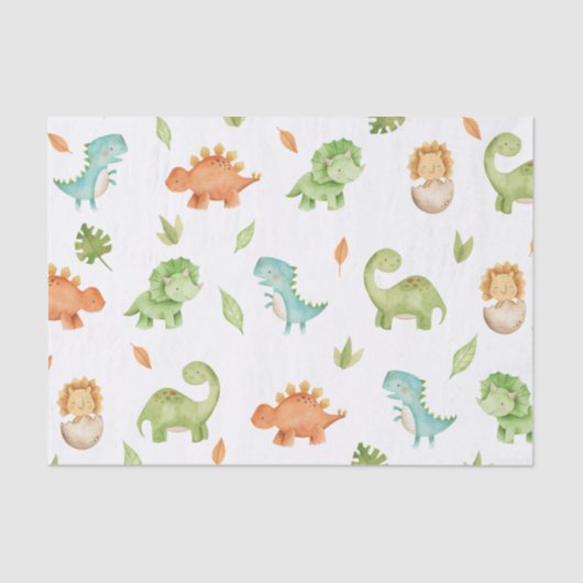 Niedlich Friendly Dinosaurs T-Rex Decoupage Seidenpapier (Vorderseite)