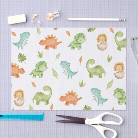 Niedlich Friendly Dinosaurs T-Rex Decoupage Seidenpapier (Handwerk)