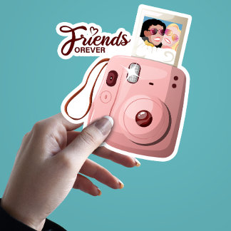 Niedlich Friends Forever Foto mit Retro Mini-Kamer Aufkleber