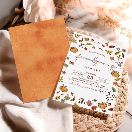 Niedlich Friendsgiving Erntedank Dinner Einladung