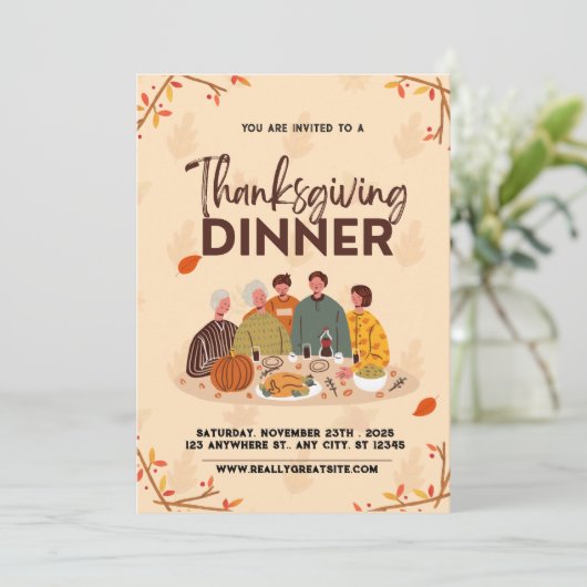 Niedlich Friendsgiving Erntedank Dinner Einladung (Stehend Vorderseite)