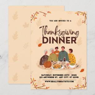 Niedlich Friendsgiving Erntedank Dinner Einladung